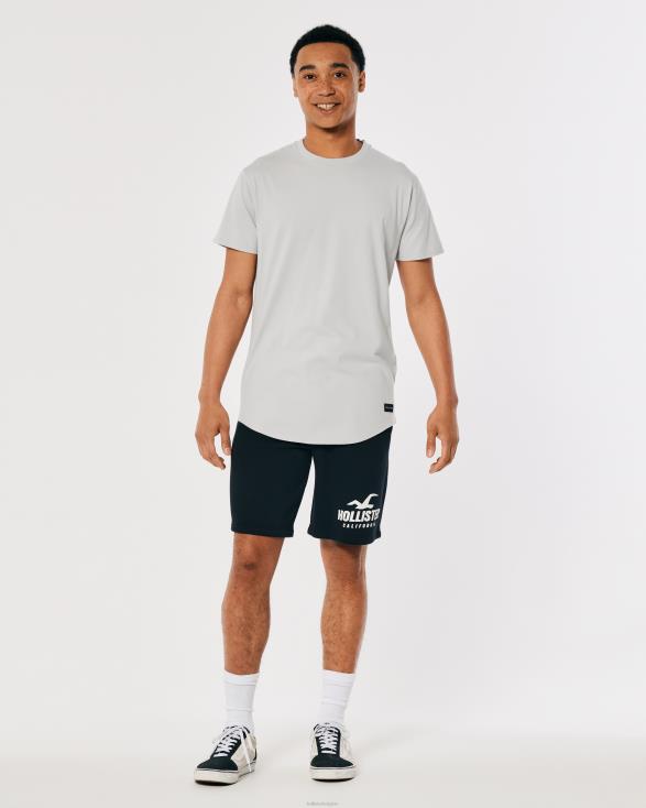 lang katoenen t-shirt lichtgrijs Heren Hollister toppen 06JX1035