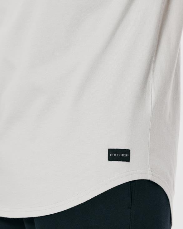 lang katoenen t-shirt lichtgrijs Heren Hollister toppen 06JX1035