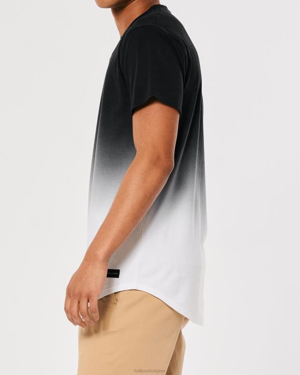 ombre longline katoenen t-shirt zwart naar wit ombre Heren Hollister toppen 06JX1052