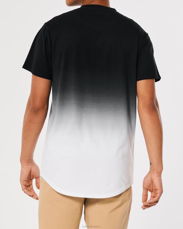 ombre longline katoenen t-shirt zwart naar wit ombre Heren Hollister toppen 06JX1052
