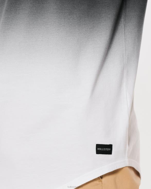 ombre longline katoenen t-shirt zwart naar wit ombre Heren Hollister toppen 06JX1052