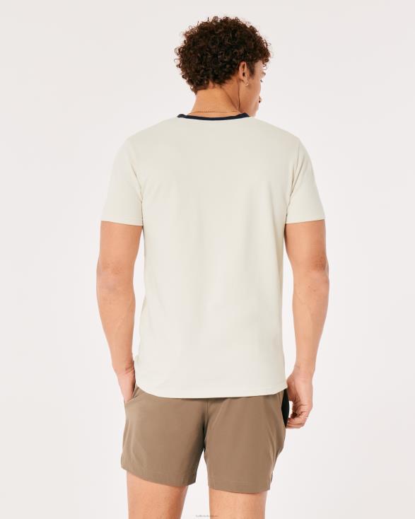 piqué t-shirt met kleurenblok en ronde hals room Heren Hollister toppen 06JX964