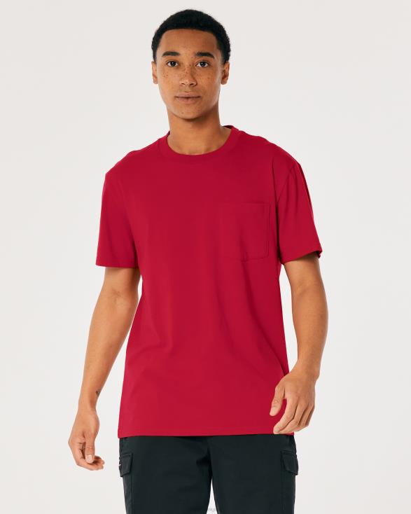 relaxed T-shirt met ronde hals rood Heren Hollister toppen 06JX1048