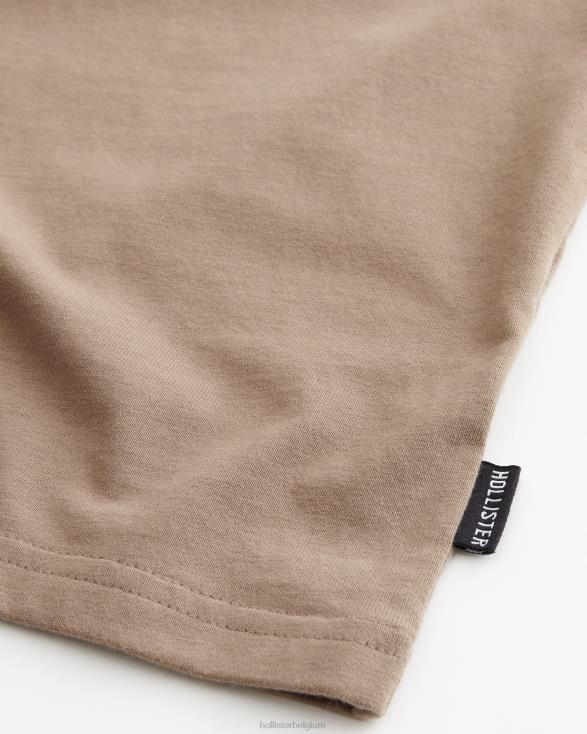 relaxed zwaargewicht T-shirt met ronde hals bruin Heren Hollister toppen 06JX1031