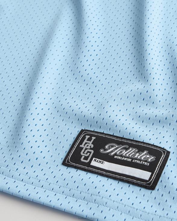 relaxte mesh-tanktop met logo lichtblauw Heren Hollister toppen 06JX1077