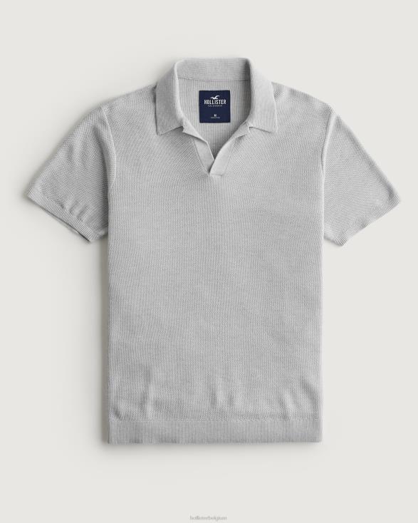 poloshirt met johnny kraag grijs Heren Hollister toppen 06JX792