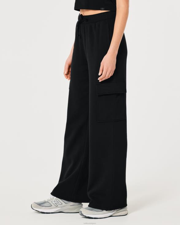 gilly hicks active cargo-sweatbroek met wijde pijpen zwart vrouwen Hollister bodems 06JX619