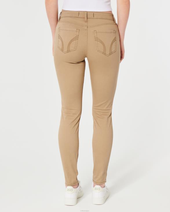 kaki superskinny broek met hoge taille khaki vrouwen Hollister bodems 06JX468