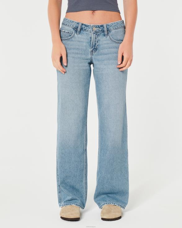 baggy jeans met lage taille en lichte wassing lichte wassing vrouwen Hollister bodems 06JX476