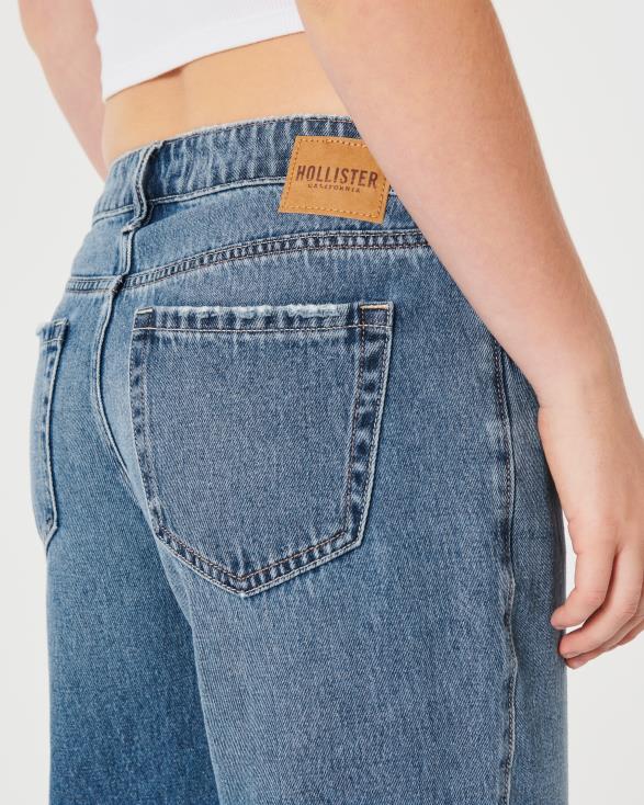 baggy jeans met lage taille en medium wassing medium vrouwen Hollister bodems 06JX482