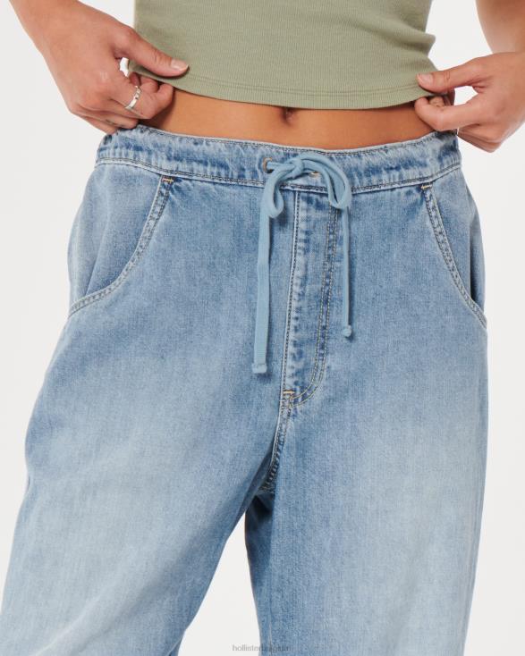 baggy parachute jeans met verstelbare taille en medium wassing medium wassen vrouwen Hollister bodems 06JX662