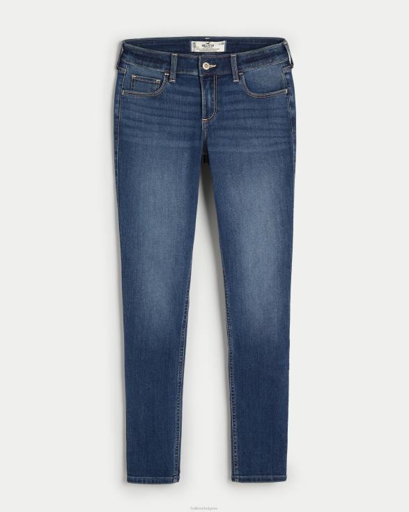 bochtige low-rise superskinny jeans met donkere wassing donkere wassing vervagen vrouwen Hollister bodems 06JX609
