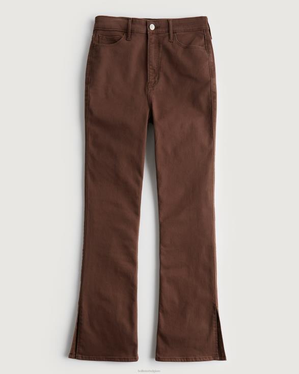 bruine bootjeans met de hoogste taille donker bruin vrouwen Hollister bodems 06JX703