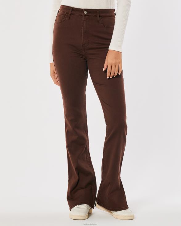 bruine bootjeans met de hoogste taille donker bruin vrouwen Hollister bodems 06JX703