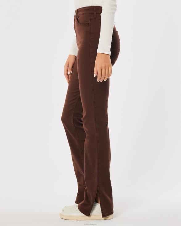 bruine bootjeans met de hoogste taille donker bruin vrouwen Hollister bodems 06JX703