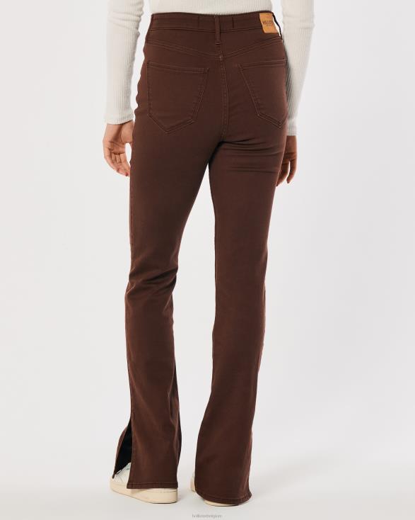 bruine bootjeans met de hoogste taille donker bruin vrouwen Hollister bodems 06JX703