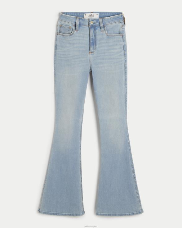 curvy flare jeans met hoge taille en lichte wassing lichte wassing vrouwen Hollister bodems 06JX573