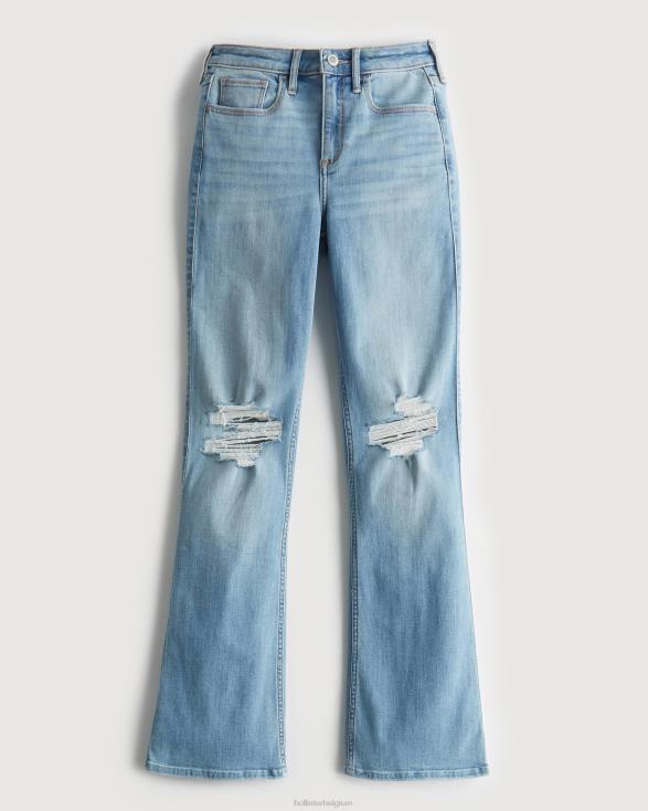 curvy halfhoge ripped jeans met lichte wassing licht gescheurde wassing vrouwen Hollister bodems 06JX620