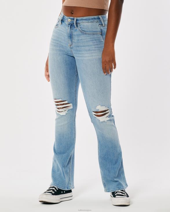 curvy halfhoge ripped jeans met lichte wassing licht gescheurde wassing vrouwen Hollister bodems 06JX620