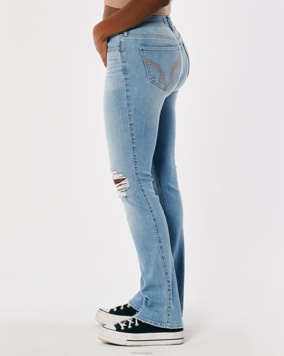curvy halfhoge ripped jeans met lichte wassing licht gescheurde wassing vrouwen Hollister bodems 06JX620