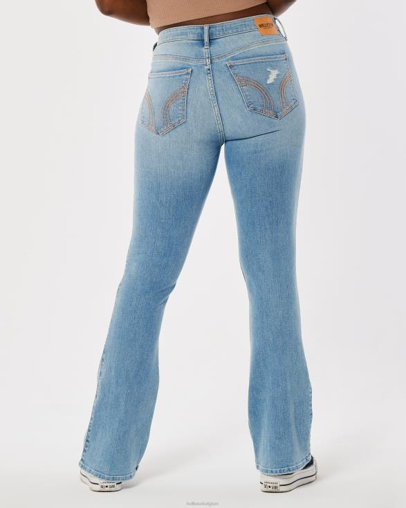 curvy halfhoge ripped jeans met lichte wassing licht gescheurde wassing vrouwen Hollister bodems 06JX620