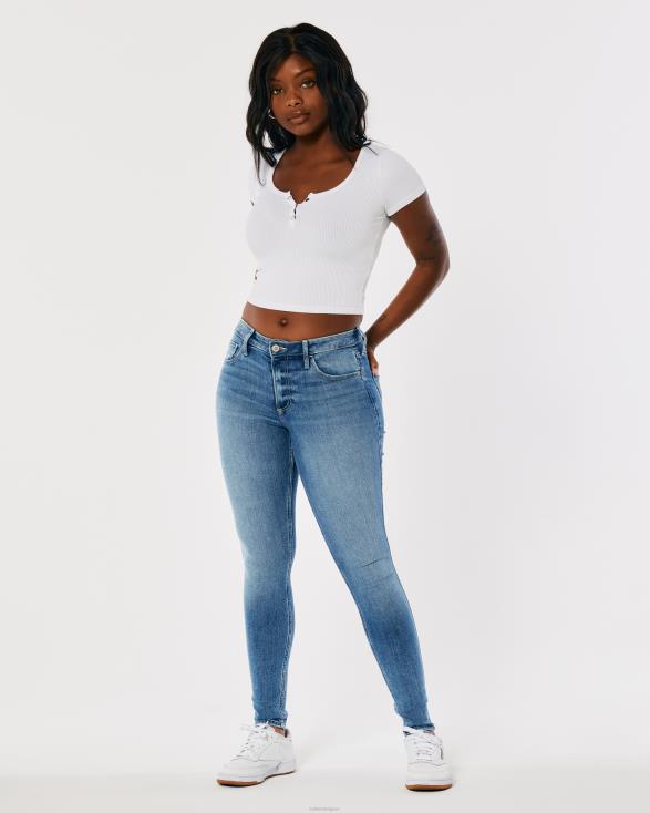 curvy halfhoge superskinny jeans met medium wassing medium wassen vrouwen Hollister bodems 06JX750