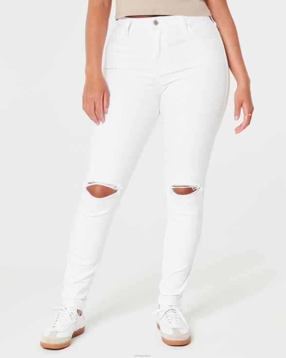 curvy high-rise gescheurde witte superskinny jeans gescheurd wit vrouwen Hollister bodems 06JX684