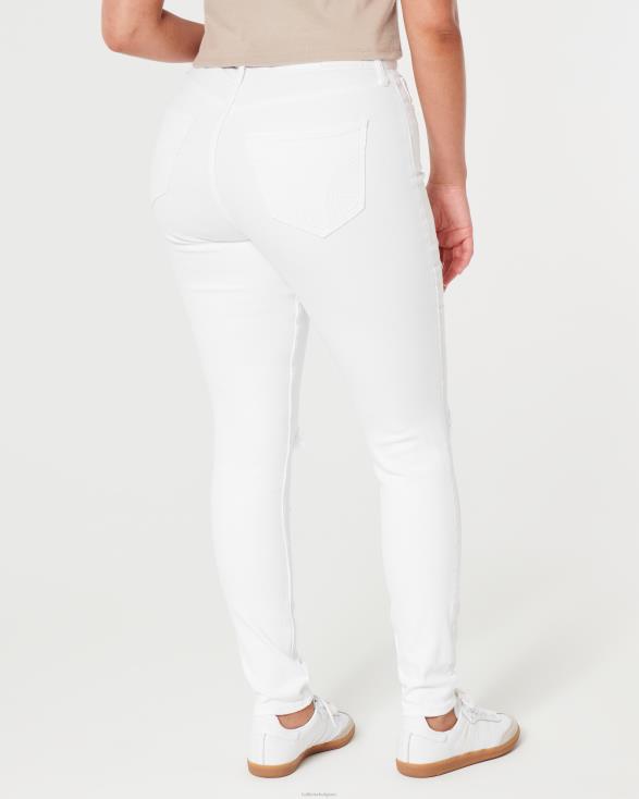 curvy high-rise gescheurde witte superskinny jeans gescheurd wit vrouwen Hollister bodems 06JX684