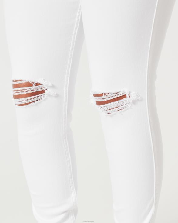 curvy high-rise gescheurde witte superskinny jeans gescheurd wit vrouwen Hollister bodems 06JX684