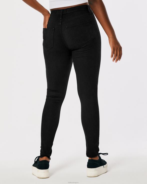 curvy hoge taille zwarte jean legging zwart vrouwen Hollister bodems 06JX554