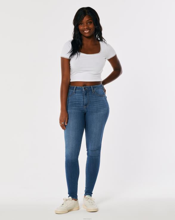 curvy jeanslegging met medium wassing en hoge taille medium wassen vrouwen Hollister bodems 06JX492