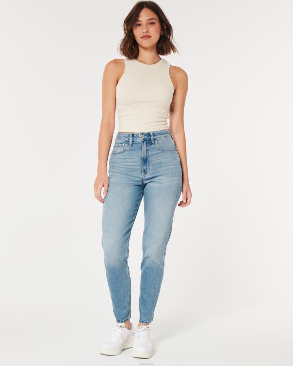 curvy mom jeans met ultrahoge taille en medium wassing medium wassen vrouwen Hollister bodems 06JX484