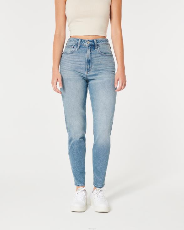 curvy mom jeans met ultrahoge taille en medium wassing medium wassen vrouwen Hollister bodems 06JX484