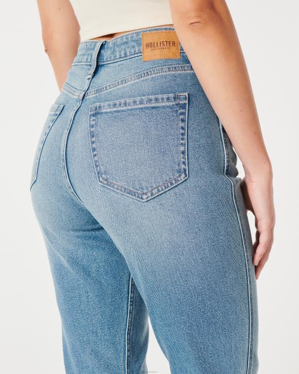 curvy mom jeans met ultrahoge taille en medium wassing medium wassen vrouwen Hollister bodems 06JX484