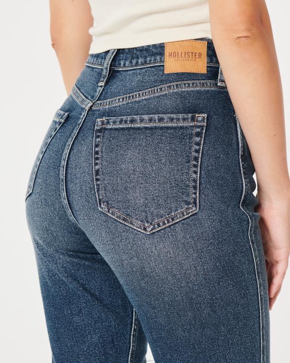 curvy mom jeans met ultrahoge taille in donkere wassing donkere wassing vrouwen Hollister bodems 06JX572