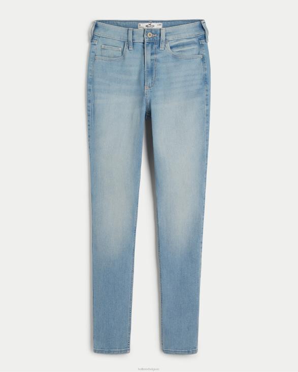 curvy superskinny jeans met medium wassing en hoge taille lichte wassing vrouwen Hollister bodems 06JX611
