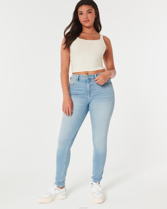 curvy superskinny jeans met medium wassing en hoge taille lichte wassing vrouwen Hollister bodems 06JX611