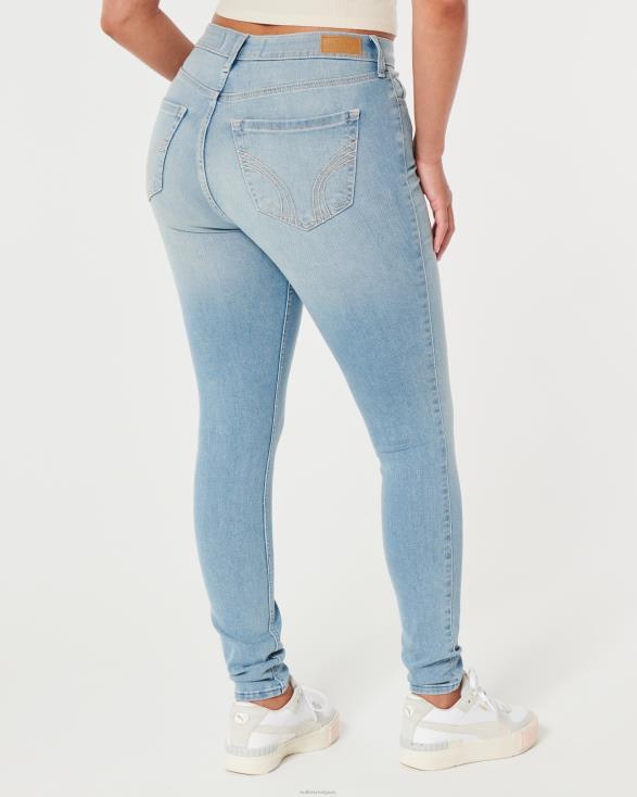curvy superskinny jeans met medium wassing en hoge taille lichte wassing vrouwen Hollister bodems 06JX611