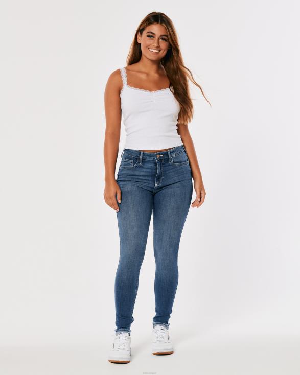 curvy superskinny jeans met medium wassing en hoge taille medium vrouwen Hollister bodems 06JX576