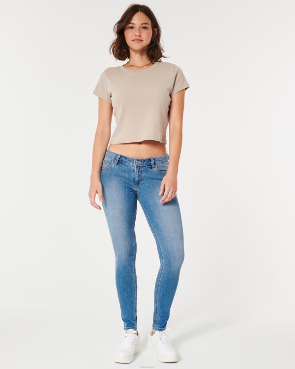 curvy superskinny jeans met medium wassing en lage taille lichte medium wassing vrouwen Hollister bodems 06JX678