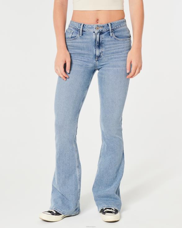 flare jeans met medium wassing en hoge taille medium wassen vrouwen Hollister bodems 06JX589