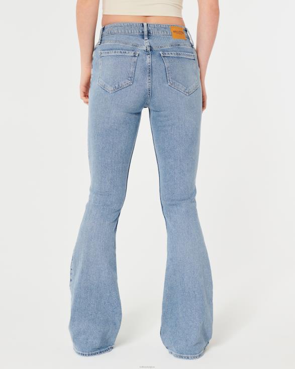 flare jeans met medium wassing en hoge taille medium wassen vrouwen Hollister bodems 06JX589