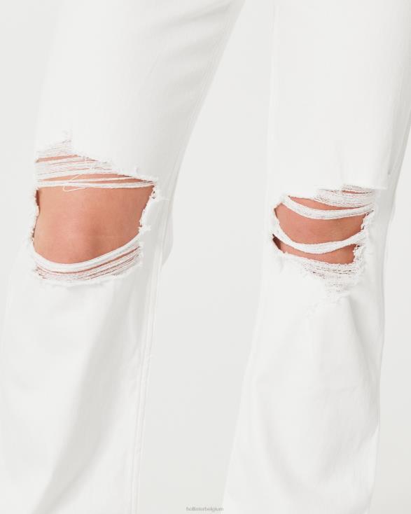 gescheurde witte dadjeans met ultrahoge taille gescheurd wit vrouwen Hollister bodems 06JX601
