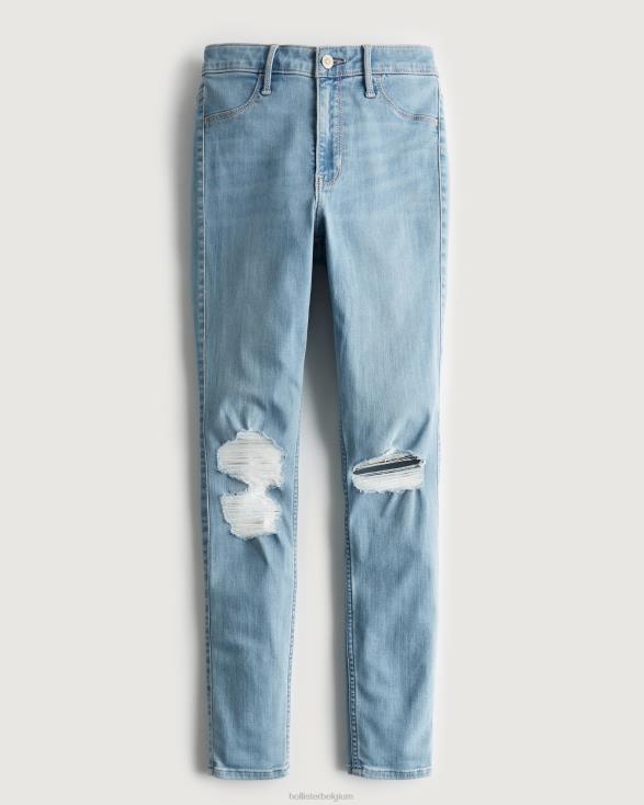 high-rise gescheurde jeanslegging met medium wassing licht gescheurde wassing vrouwen Hollister bodems 06JX660