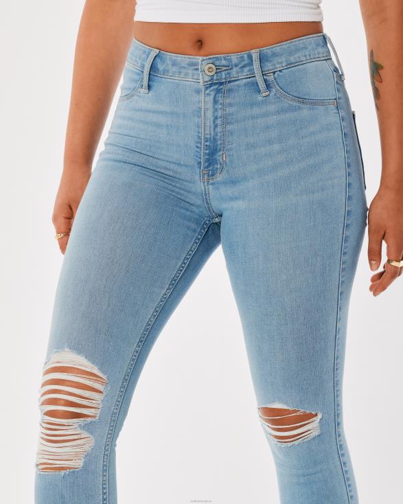 high-rise gescheurde jeanslegging met medium wassing licht gescheurde wassing vrouwen Hollister bodems 06JX660