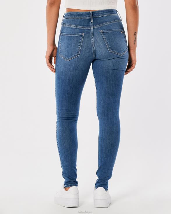 high-rise gescheurde jeanslegging met medium wassing medium gescheurde was vrouwen Hollister bodems 06JX767