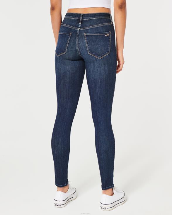 high-rise ripped dark wash jeans legging donkere gescheurde wassing vrouwen Hollister bodems 06JX568