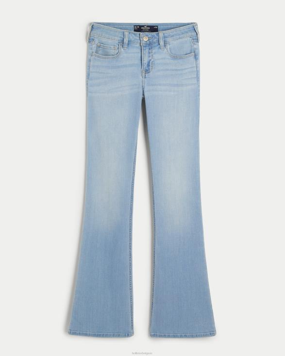 jeans met lichte wassing en lage taille lichte wassing vrouwen Hollister bodems 06JX545