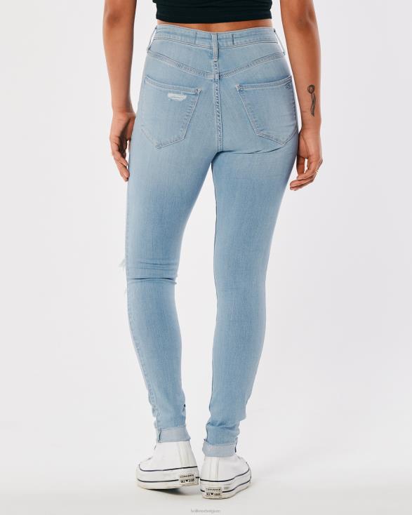 jeanslegging met ultrahoge ripped lichte wassing geraspte lichte wassing vrouwen Hollister bodems 06JX714
