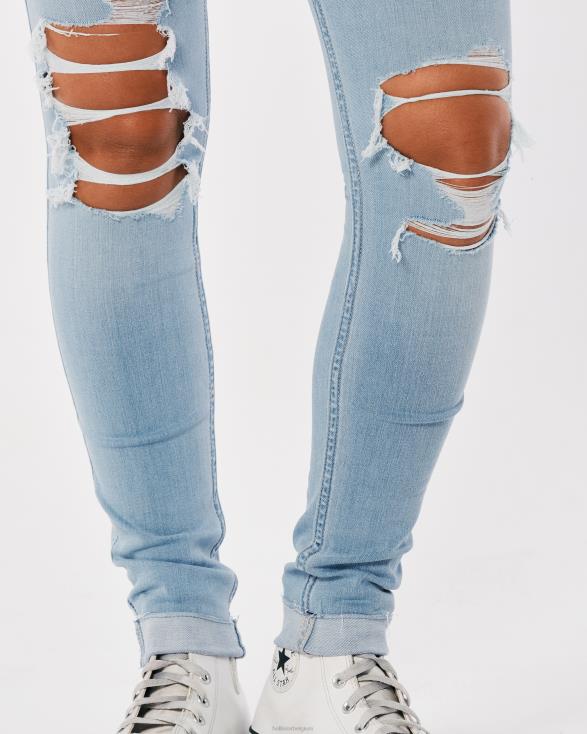 jeanslegging met ultrahoge ripped lichte wassing geraspte lichte wassing vrouwen Hollister bodems 06JX714